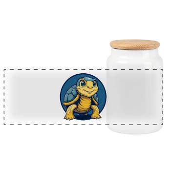 Mascotte de la Tortue Kawaii Logo clipart Logo - Boîte à biscuits avec couvercle en bois - blanc - Devant