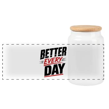 Better every Day - Panorama Keksdose mit Holzdeckel - Weiß - Vorne