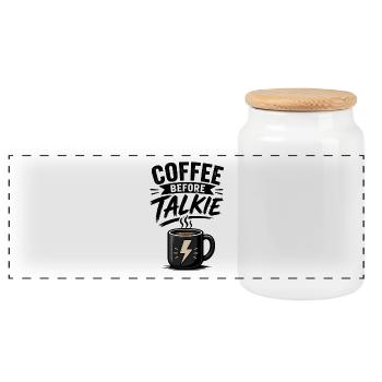 Le café avant le talkie - Boîte à biscuits avec couvercle en bois - blanc - Devant