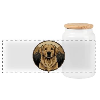 Golden Retriever Berg Silhouette Vintage Hund Desi - Panorama Keksdose mit Holzdeckel - Weiß - Vorne