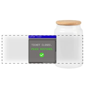 Ticket de support fermé IT Paix restaurée Humour - Boîte à biscuits avec couvercle en bois - blanc - Devant