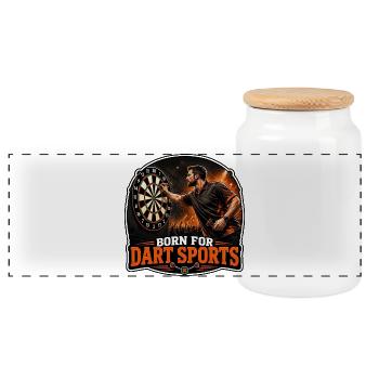 Né pour les fléchettes - Boîte à biscuits avec couvercle en bois - blanc - Devant