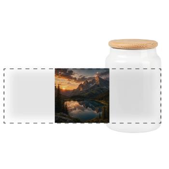 BAE3D88A-8D40-48DF-992B-F5E9E11FB074 - Panoramic Cookie Jar with Wooden Lid - white - Front