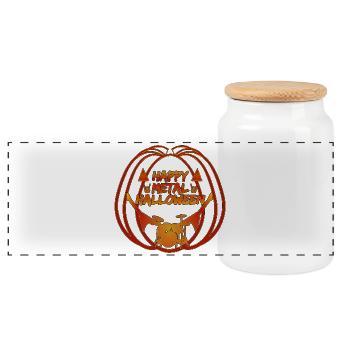 Joyeux Halloween Metal - Boîte à biscuits avec couvercle en bois - blanc - Devant