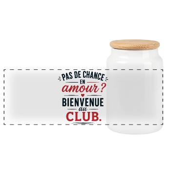 T-shirt Pas De Chance En Amour Humour - Boîte à biscuits avec couvercle en bois - blanc - Devant