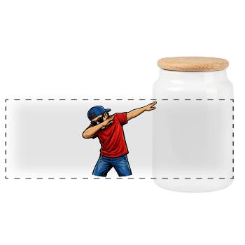 Dabbing Amerikaner - Panorama Keksdose mit Holzdeckel - Weiß - Vorne