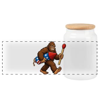Pétards du 4 juillet de Bigfoot pour hommes - Boîte à biscuits avec couvercle en bois - blanc - Devant
