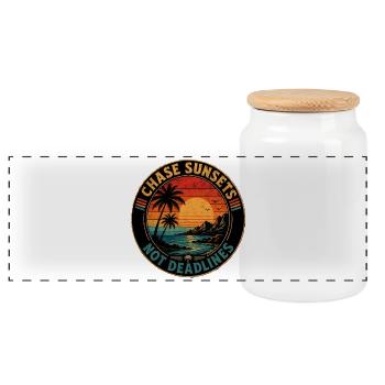 Chase Sunsets Not Deadlines Retro - Panorama Keksdose mit Holzdeckel - Weiß - Vorne