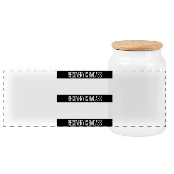 Recovery Is Badass Motivierend Erholung Zitat Logo - Panorama Keksdose mit Holzdeckel - Weiß - Vorne