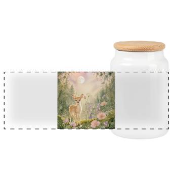 Cute Baby Deer in Enchanted Forest – Whimsical - Panorama Keksdose mit Holzdeckel - Weiß - Vorne