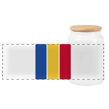 Rumänien Flagge Minimal - Fahne Fan Streifen Desig - Panorama Keksdose mit Holzdeckel - Weiß - Vorne