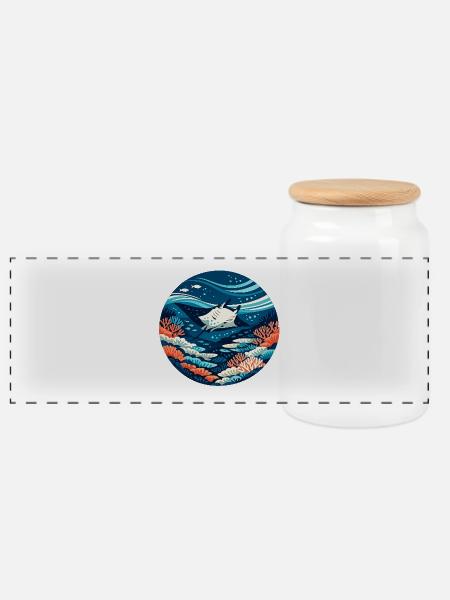 Traum vom Great Barrier Reef - Panorama Keksdose mit Holzdeckel - Weiß