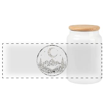 Minimalistischer Bergsee Mond Retro - Panorama Keksdose mit Holzdeckel - Weiß - Vorne