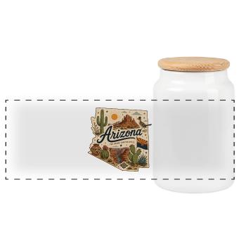 Vintage Arizona Grand Canyon State Art Aufkleber - Panorama Keksdose mit Holzdeckel - Weiß - Vorne