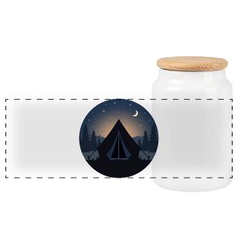 camping - Panorama Keksdose mit Holzdeckel - Weiß - Vorne