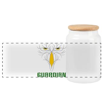 GUARDIAN - Taktisches Raubvogel-Design - Panorama Keksdose mit Holzdeckel - Weiß - Vorne
