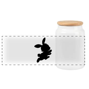 Fille lapin - Boîte à biscuits avec couvercle en bois - blanc - Devant