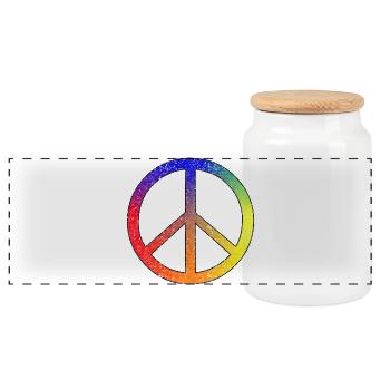 Frieden in Regenbogenfarben - Panorama Keksdose mit Holzdeckel - Weiß - Vorne