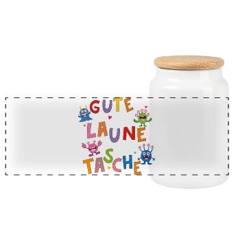 Gute Laune Monster Tasche - Panorama Keksdose mit Holzdeckel - Weiß - Vorne