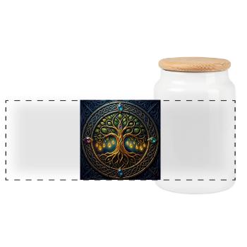 Mystic Tree mit Juwelen und Knoten - Panorama Keksdose mit Holzdeckel - Weiß - Vorne
