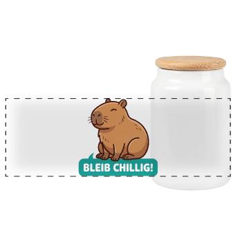 Bleib Chillig CapybaraBleib Chillig Capybara - Panorama Keksdose mit Holzdeckel - Weiß - Vorne