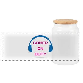 Gamer On Duty Videospiel - Panorama Keksdose mit Holzdeckel - Weiß - Vorne