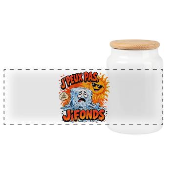 J'peux pas j'fonds – dessin humoristique - Chaud - Boîte à biscuits avec couvercle en bois - blanc - Devant
