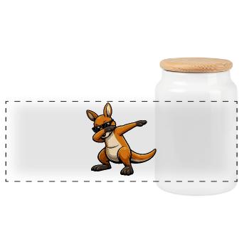 Dabbing Känguru - Panorama Keksdose mit Holzdeckel - Weiß - Vorne