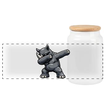Dabbing Nashorn - Panorama Keksdose mit Holzdeckel - Weiß - Vorne