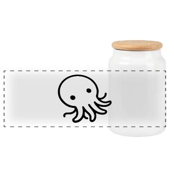 Liegender Oktopus One Line Meeresmotiv - Panorama Keksdose mit Holzdeckel - Weiß - Vorne