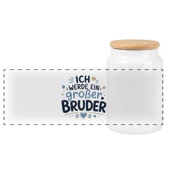 Ich werde ein großer Bruder - Panorama Keksdose mit Holzdeckel - Weiß - Vorne