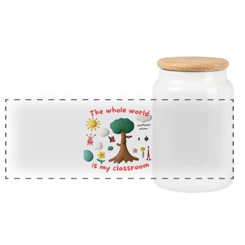 The whole world is my classroom - Panoramic Cookie Jar with Wooden Lid - white - Front