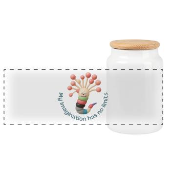 My imagination has no limits - Panoramic Cookie Jar with Wooden Lid - white - Front