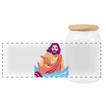 Jesus – Retro Pop Art - Panorama Keksdose mit Holzdeckel - Weiß - Vorne