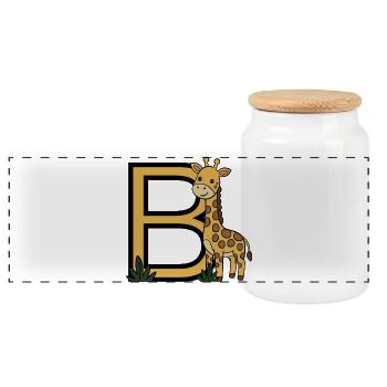 Giraffe Großbuchstabe B - Panorama Keksdose mit Holzdeckel - Weiß - Vorne