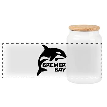Bremer Bay Orca - Panorama Keksdose mit Holzdeckel - Weiß - Vorne