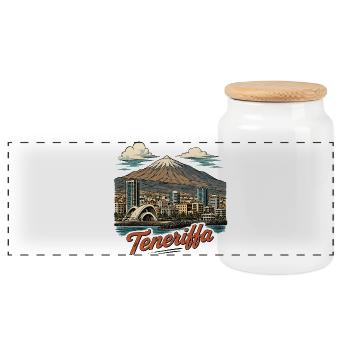Teneriffa Skyline Mt Teide - Panorama Keksdose mit Holzdeckel - Weiß - Vorne