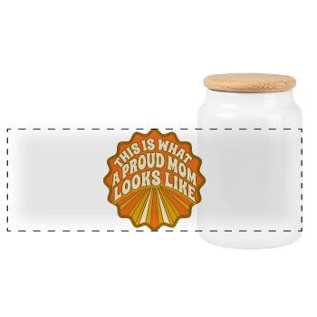 Proud Mom Look Retro-Abzeichen - Panorama Keksdose mit Holzdeckel - Weiß - Vorne