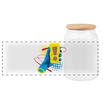 Neon Exklamation Gadget - Panorama Keksdose mit Holzdeckel - Weiß - Vorne