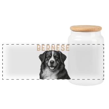 Berner Sennenhund Vintage - Panorama Keksdose mit Holzdeckel - Weiß - Vorne