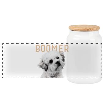 Boomer Dog Vintage - Panorama Keksdose mit Holzdeckel - Weiß - Vorne
