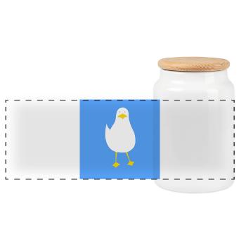 Möwe - Panorama Keksdose mit Holzdeckel - Weiß - Vorne
