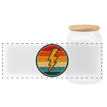 Lightning Retro Badge Vintage-Stil Grafik - Panorama Keksdose mit Holzdeckel - Weiß - Vorne
