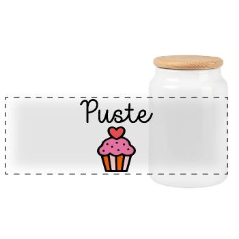 Pustekuchen - Kuchen Pusten - Panorama Keksdose mit Holzdeckel - Weiß - Vorne