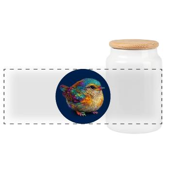 Bunter Regenbogenvogel - Panorama Keksdose mit Holzdeckel - Weiß - Vorne