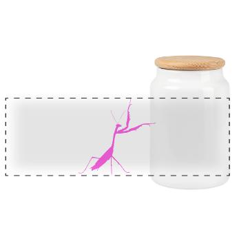 Gottesanbeterin pink - Panorama Keksdose mit Holzdeckel - Weiß - Vorne