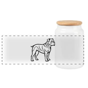 Bullenmastiff - Panorama Keksdose mit Holzdeckel - Weiß - Vorne