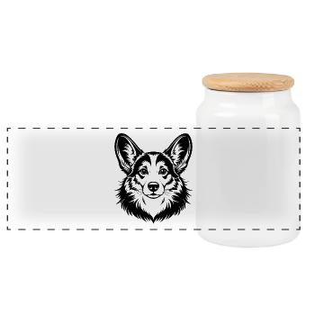 Corgi - Panorama Keksdose mit Holzdeckel - Weiß - Vorne