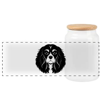 Kavallerier King Charles Spaniel - Panorama Keksdose mit Holzdeckel - Weiß - Vorne