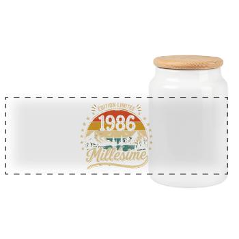 Vintage 1986 Millésime Cadeau Homme 40 Ans  - Boîte à biscuits avec couvercle en bois - blanc - Devant